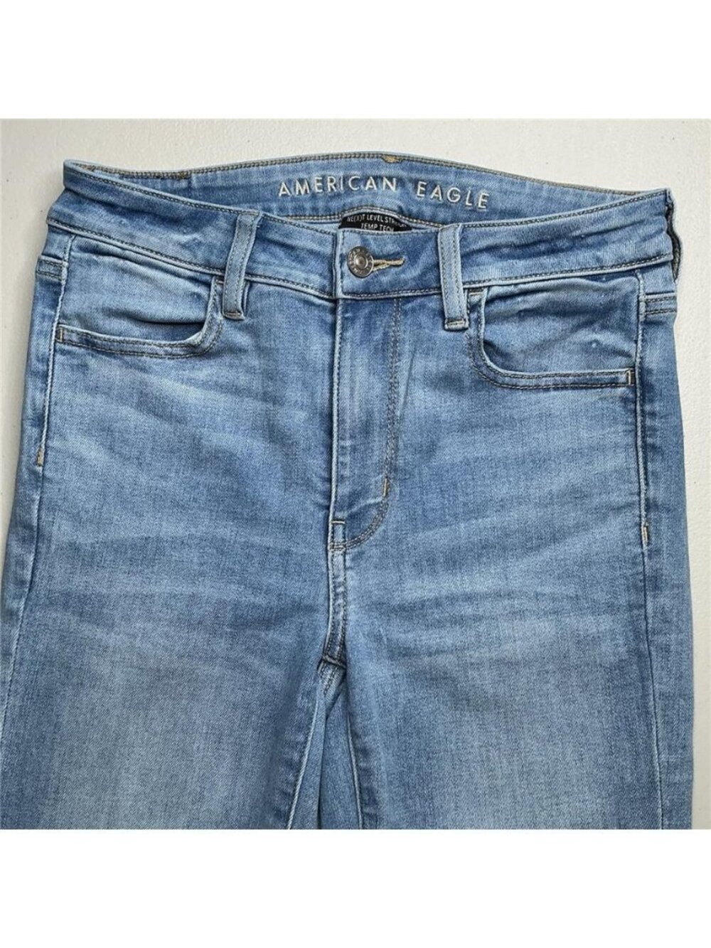 American Eagle Jeggings Women's Next Level Stretch Blue Jeans Distressed Sz 2